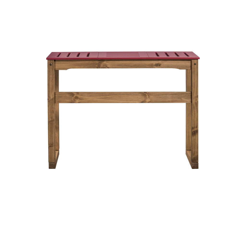 Manhattan Comfort Mid- Century Modern Stillwell 47.3" Bar Table  in Red and Natural Wood