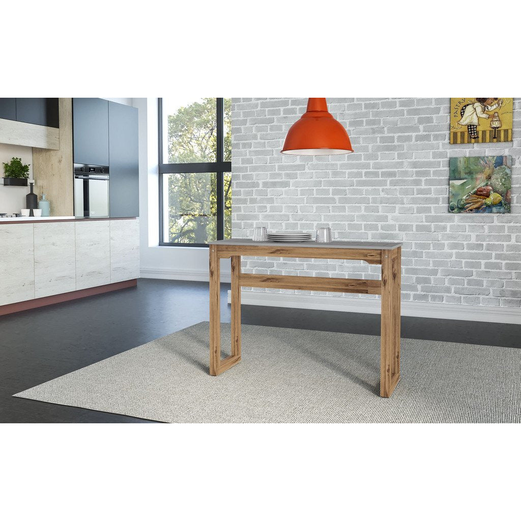 Manhattan Comfort Mid- Century Modern Stillwell 47.3" Bar Table  in Gray and Natural Wood