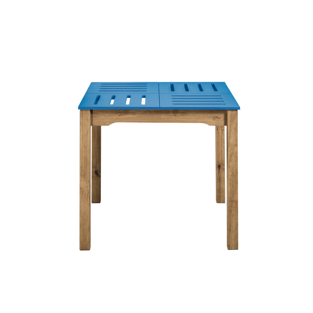 Manhattan Comfort Mid- Century Modern Stillwell 31.5" Square Table in Blue and Natural Wood