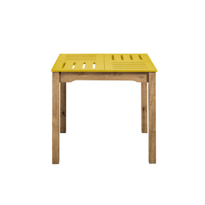 Manhattan Comfort Mid- Century Modern Stillwell 31.5" Square Table in Yellow and Natural Wood