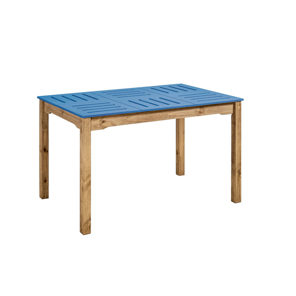 Manhattan Comfort Mid- Century Modern Stillwell 47.25" Rectangular Table  in Blue and Natural WoodManhattan Comfort-Kitchen & Dining- - 1