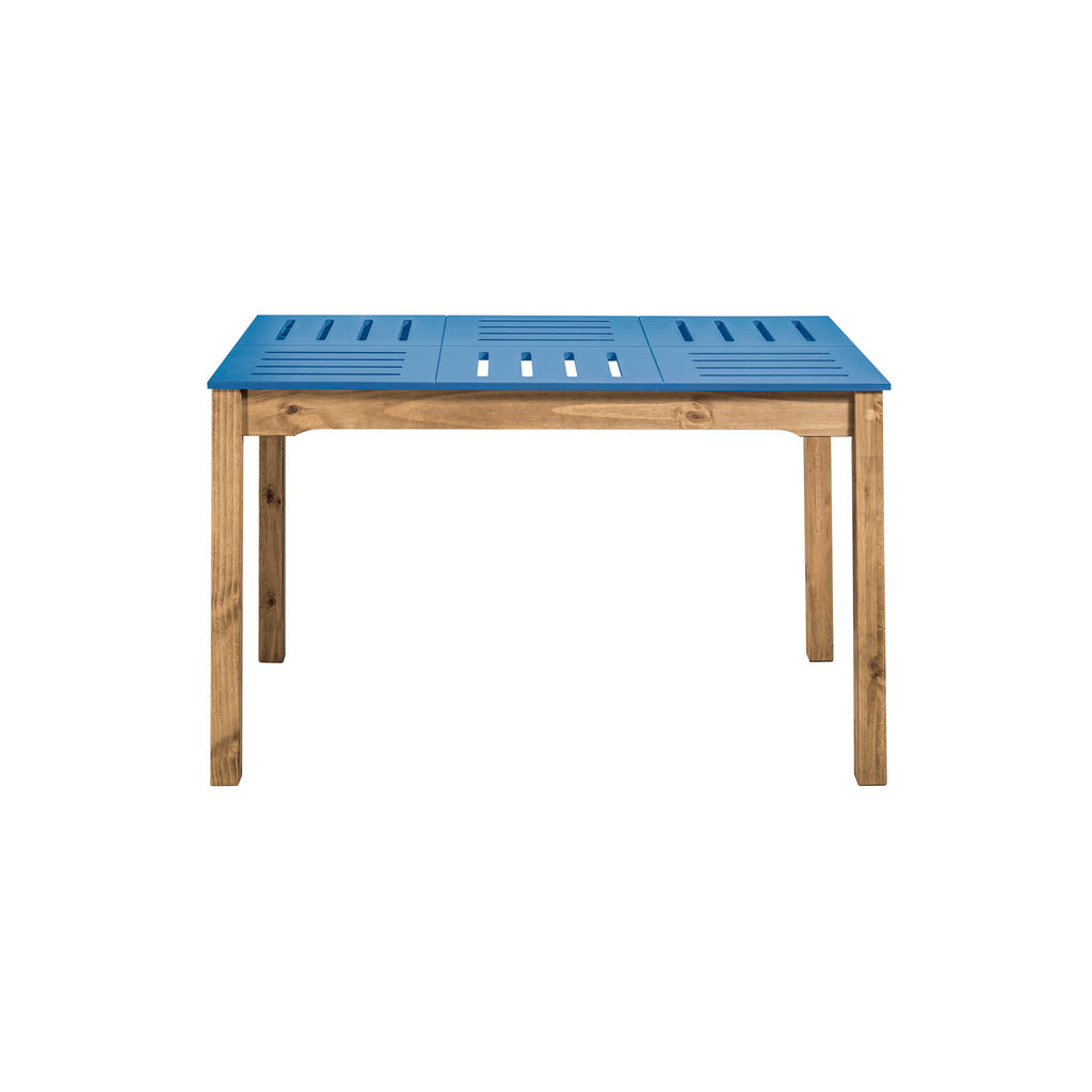 Manhattan Comfort Mid- Century Modern Stillwell 47.25" Rectangular Table  in Blue and Natural Wood