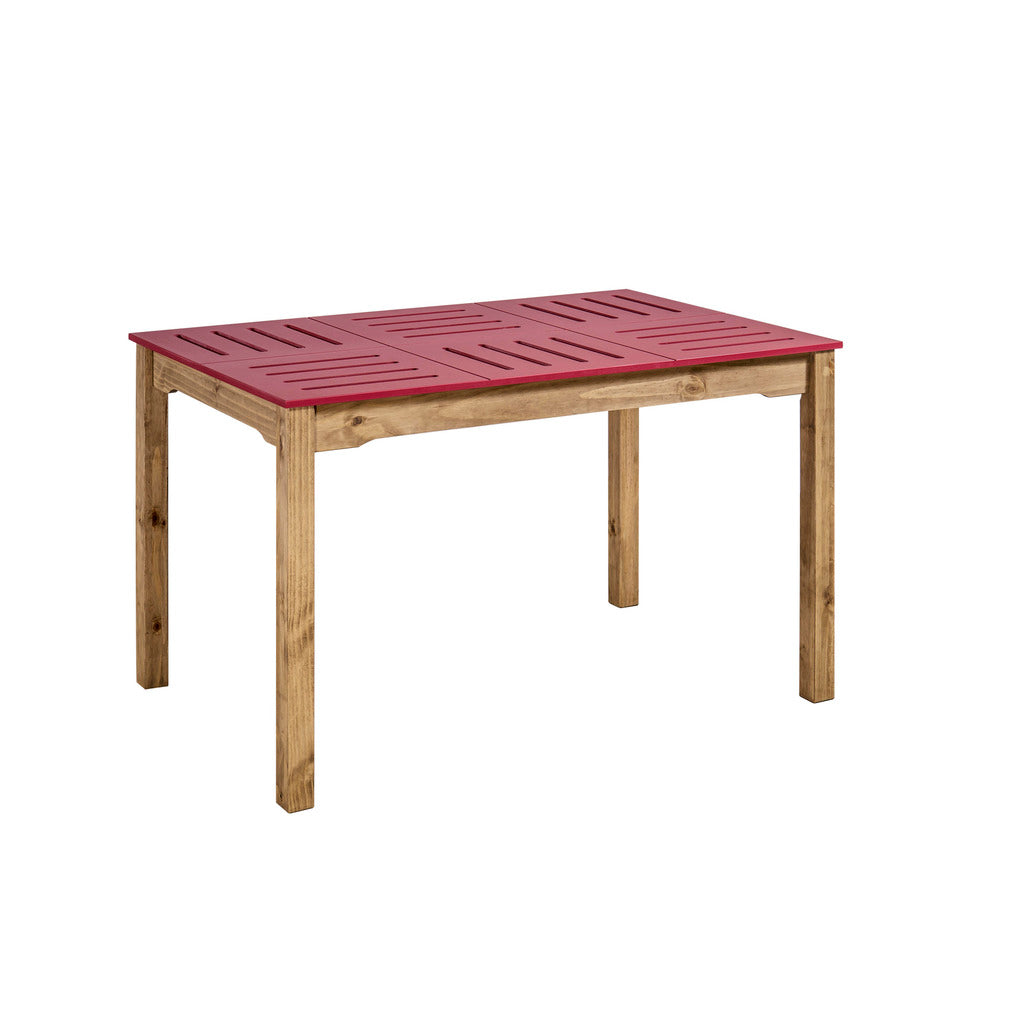 Manhattan Comfort Mid- Century Modern Stillwell 47.25" Rectangular Table  in Red and Natural WoodManhattan Comfort-Kitchen & Dining- - 1
