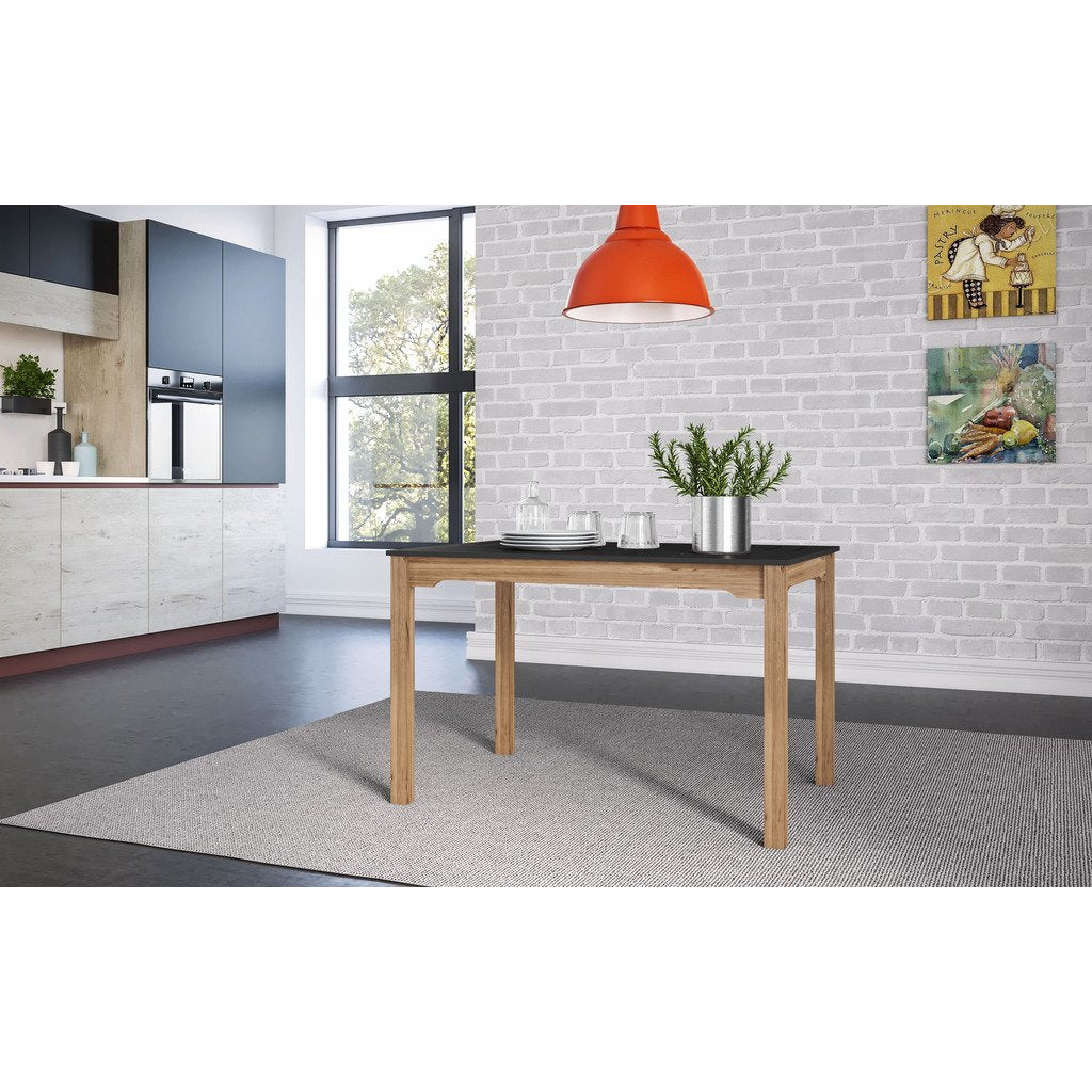 Manhattan Comfort Mid- Century Modern Stillwell 47.25" Rectangular Table  in Black and Natural Wood