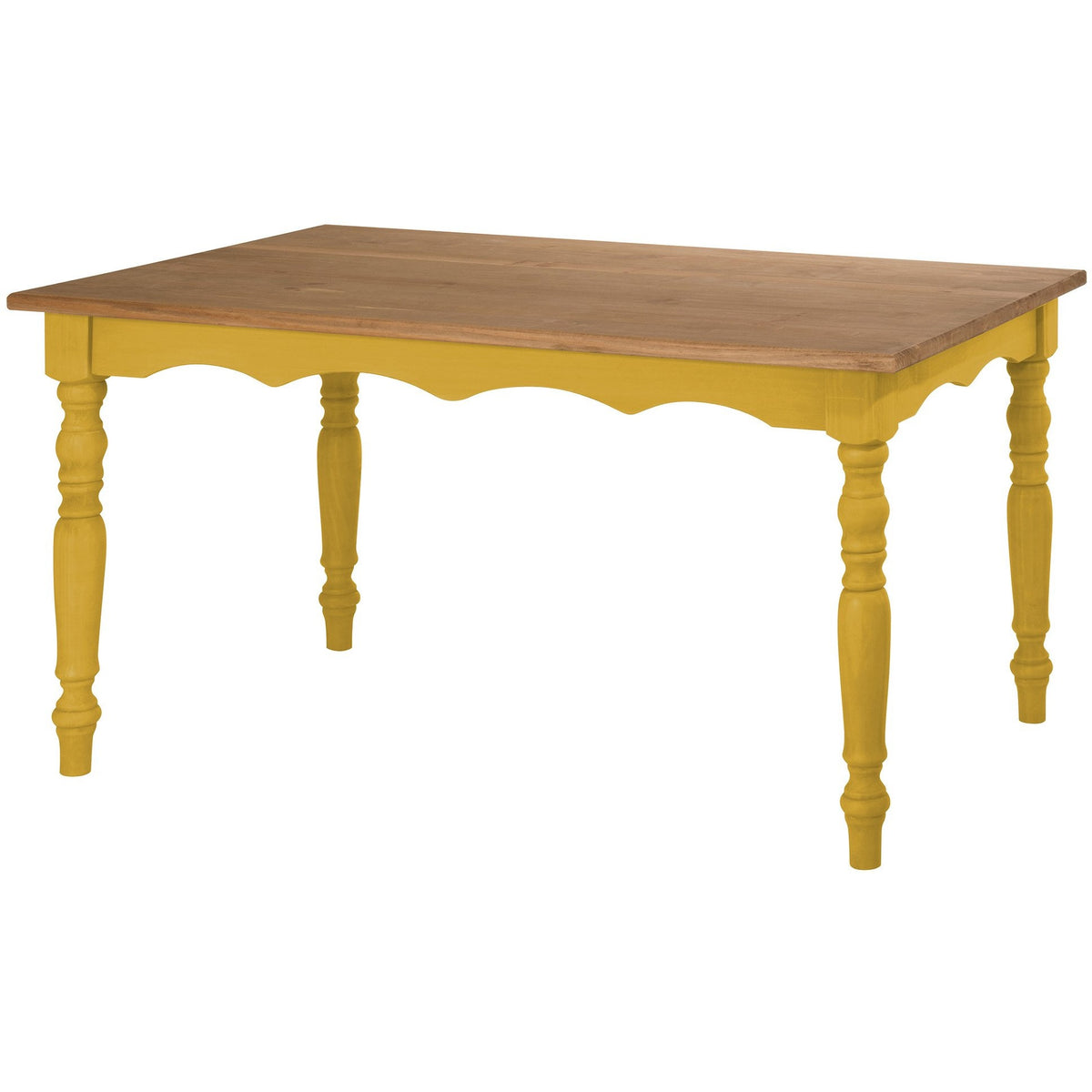 Manhattan Comfort Jay 59.84" Solid Wood Dining Table in Yellow Wash-Minimal & Modern