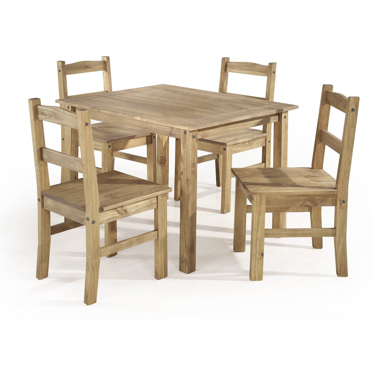 Manhattan Comfort York 5-Piece Solid Wood Dining Set with 1 Table and 4 Chairs in Nature-Minimal & Modern