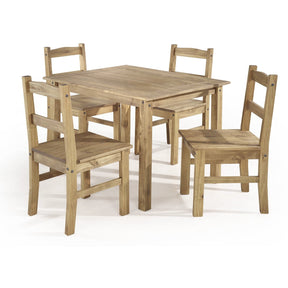 Manhattan Comfort York 5-Piece Solid Wood Dining Set with 1 Table and 4 Chairs in Nature-Minimal & Modern