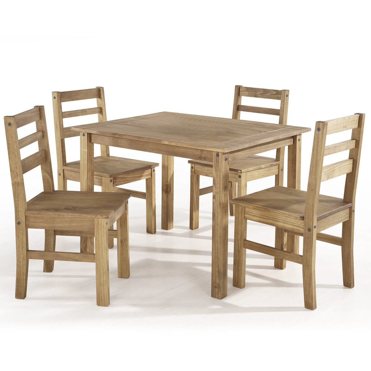 Manhattan Comfort Maiden 5-Piece Solid Wood Dining Set with 1 Table and 4 Chairs in Nature-Minimal & Modern