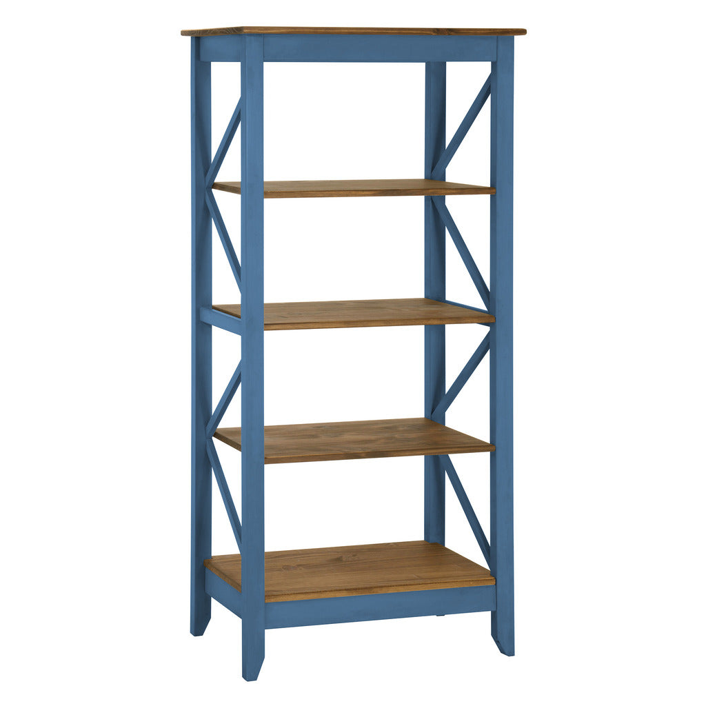 Manhattan Comfort Jay 31.5" Solid Wood Bookcase with 4 Shelves in Blue WashManhattan Comfort-Office- - 1