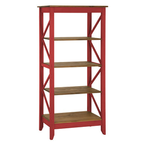 Manhattan Comfort Jay 31.5" Solid Wood Bookcase with 4 Shelves in Red WashManhattan Comfort-Office- - 1