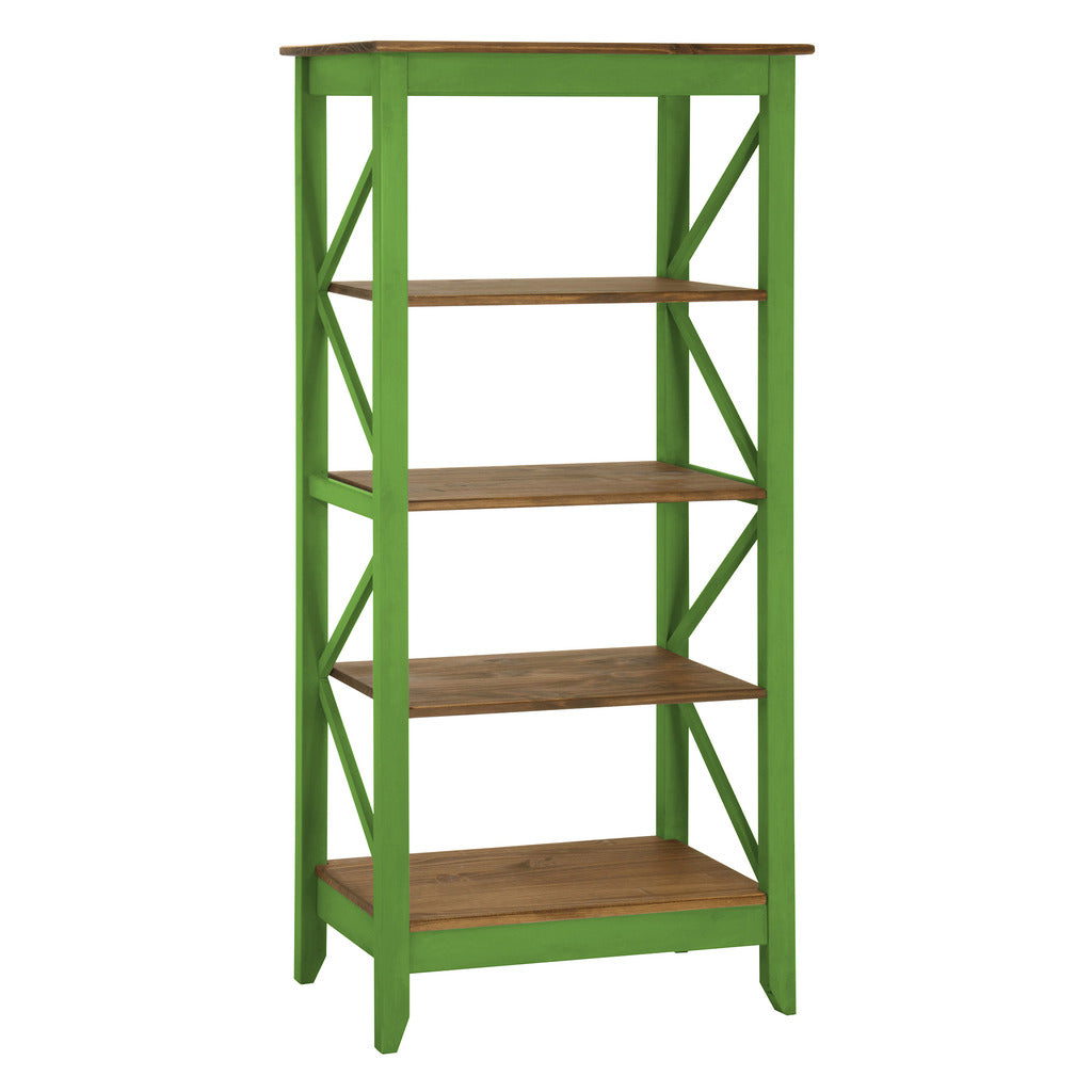 Manhattan Comfort Jay 31.5" Solid Wood Bookcase with 4 Shelves in Green WashManhattan Comfort-Office- - 1