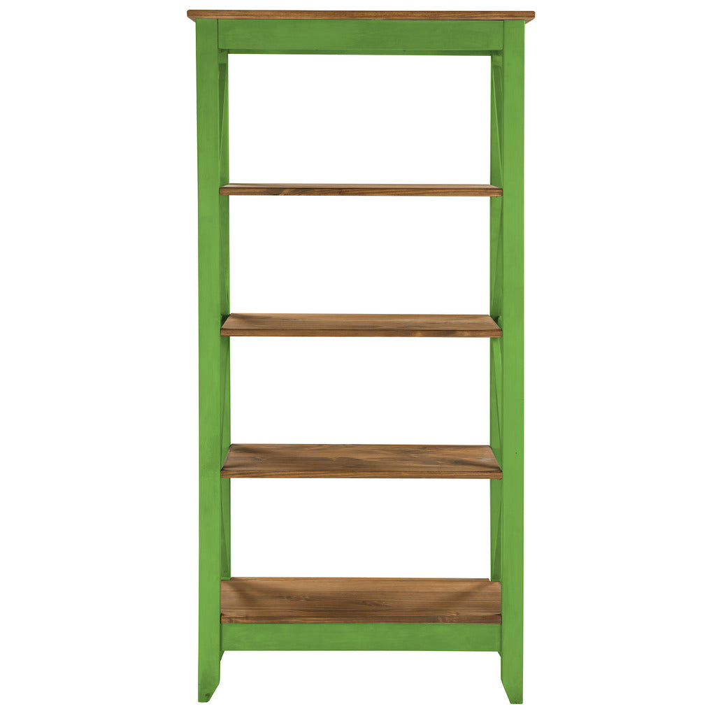 Manhattan Comfort Jay 31.5" Solid Wood Bookcase with 4 Shelves in Green Wash