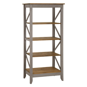 Manhattan Comfort Jay 31.5" Solid Wood Bookcase with 4 Shelves in Gray WashManhattan Comfort-Office- - 1