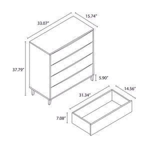 Manhattan Comfort Modern Rustic 4-Drawer Hamilton 35.03" Wide Dresser  in White and Wood