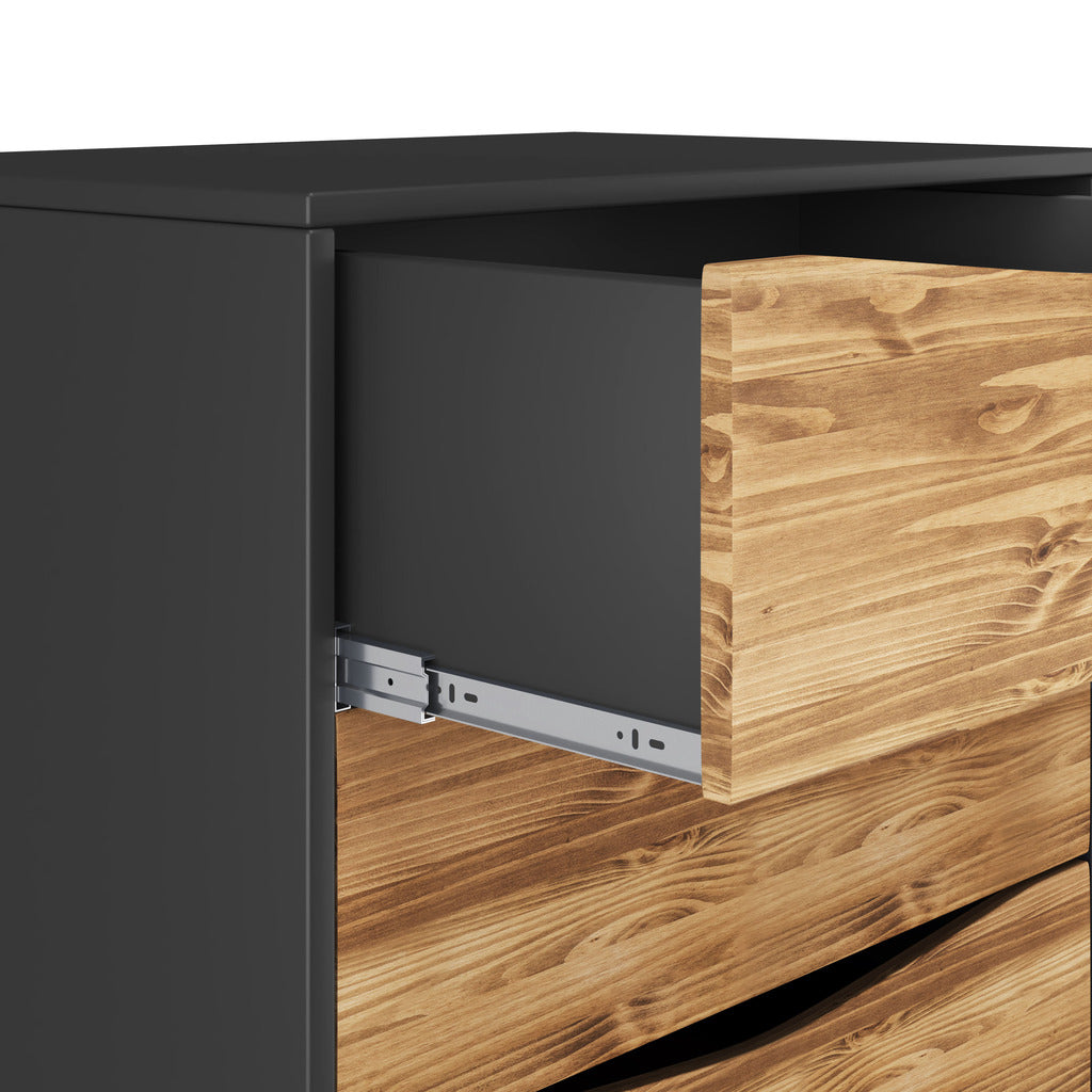 Manhattan Comfort Modern Rustic 6-Drawer Hamilton 53.54" Tall Dresser in Dark Grey and Wood