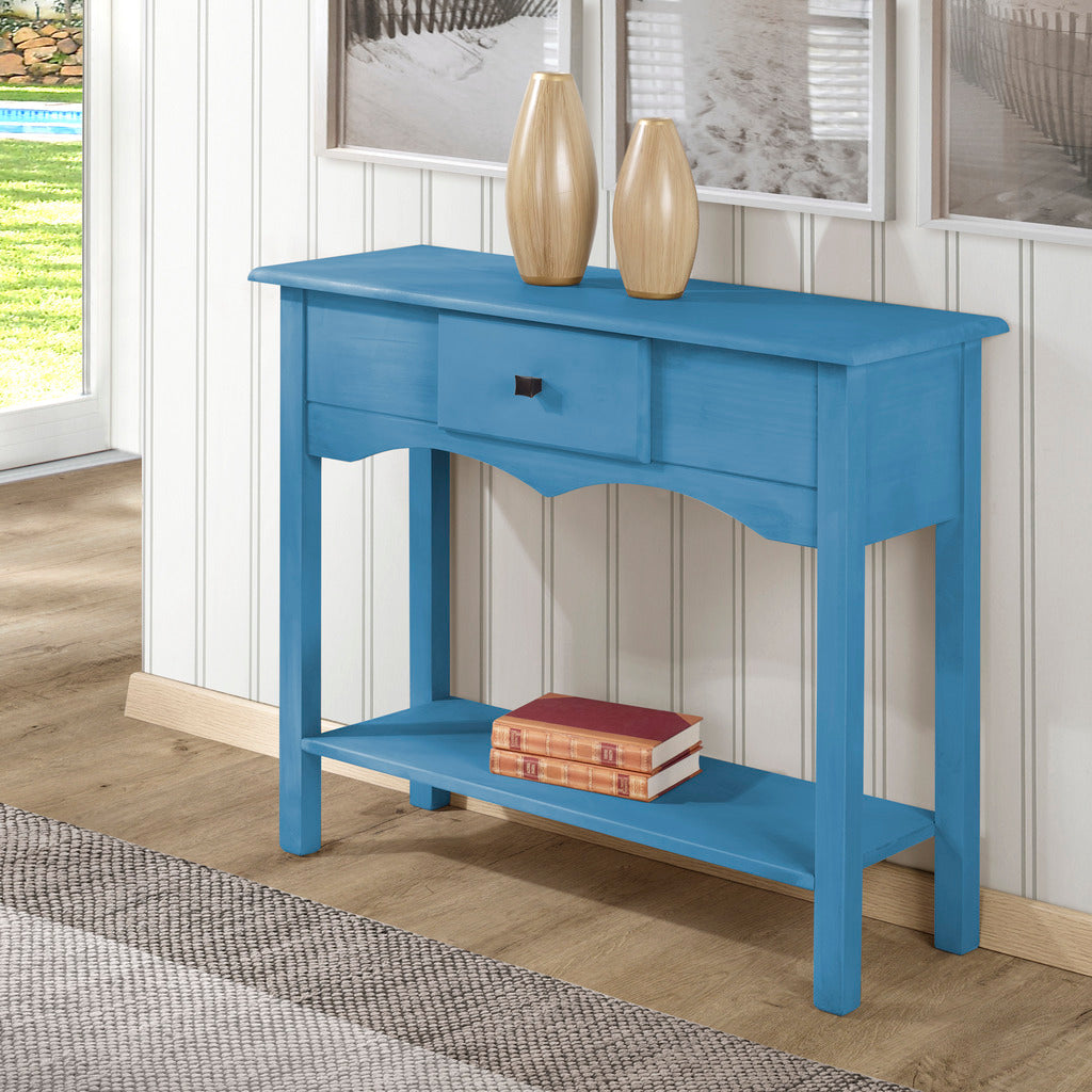 Manhattan Comfort Jay 31.49" Tall Sideboard with 1 Full Extension Drawer in Blue Wash