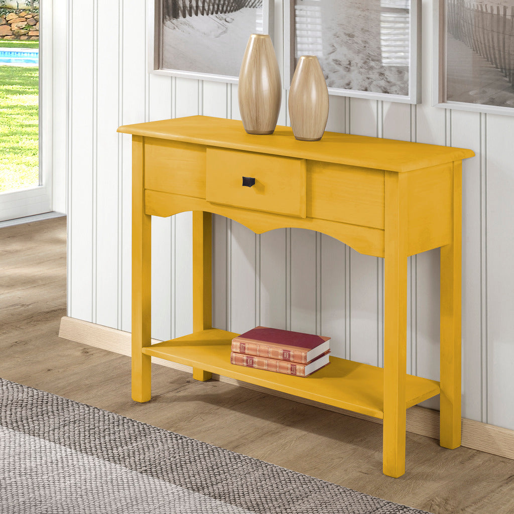 Manhattan Comfort Jay 31.49" Tall Sideboard with 1 Full Extension Drawer in Yellow Wash