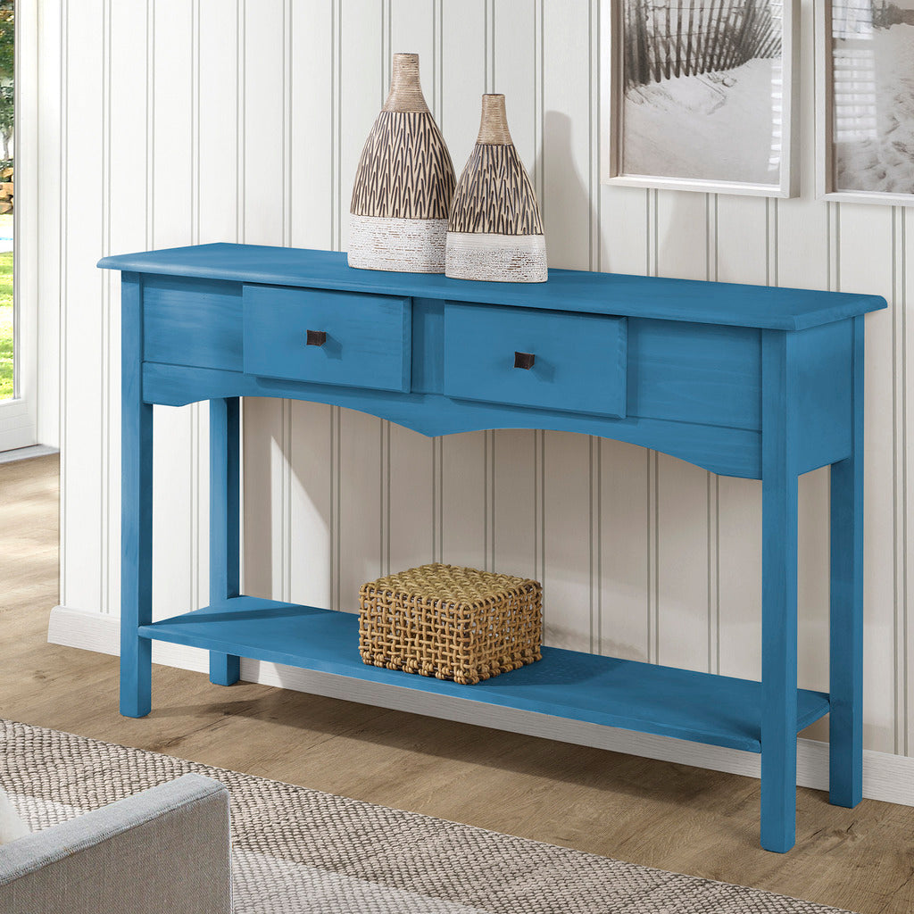 Manhattan Comfort Jay 49.21" Sideboard Entryway with 2 Full Extension Drawers in Blue Wash