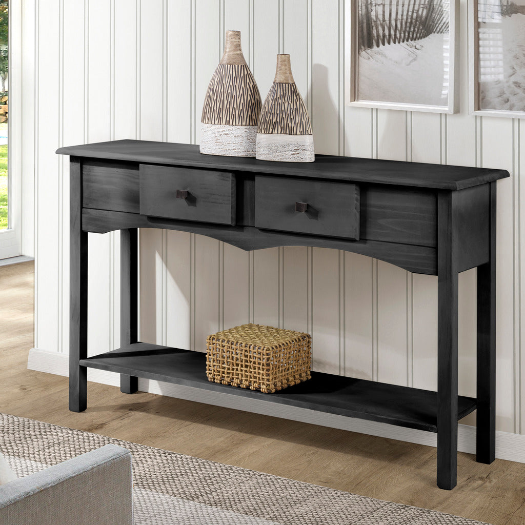 Manhattan Comfort Jay 49.21" Sideboard Entryway with 2 Full Extension Drawers in Black Wash