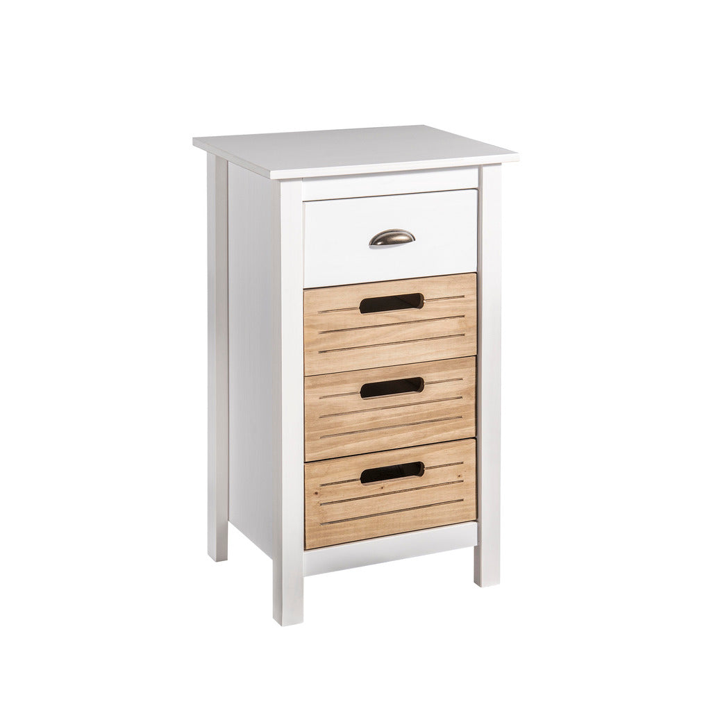 Manhattan Comfort Mid-Century Modern-Rustic  4-Drawer Irving 31.49" Tall Dresser  in White and Natural WoodManhattan Comfort-Dresser - - 1