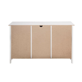 Manhattan Comfort Mid-Century Modern-Rustic 8-Drawer Irving 51.18" Wide Dresser 3.0 in White and Natural Wood
