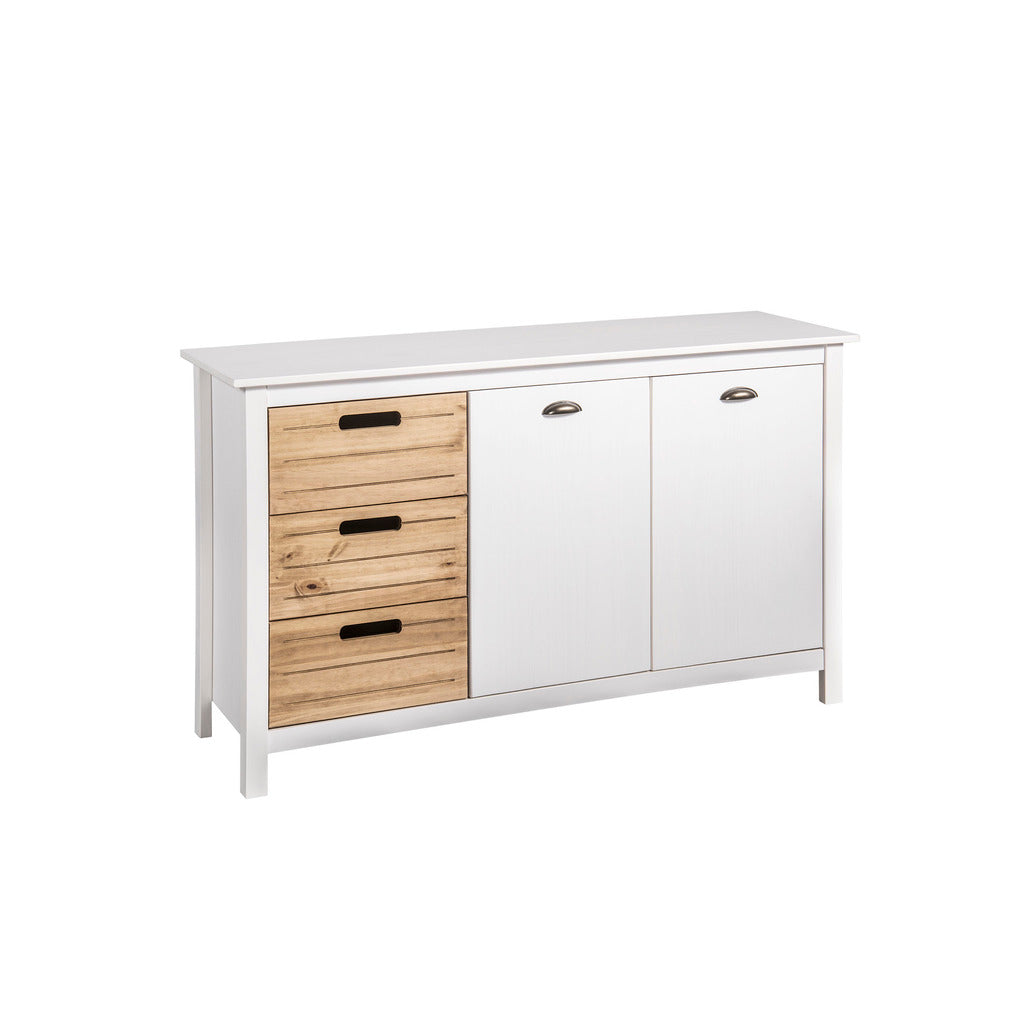 Manhattan Comfort Mid-Century Modern-Rustic  3-Drawer Irving 51.18" Dresser Cabinet 4.0 in White and Natural WoodManhattan Comfort-Dresser - - 1
