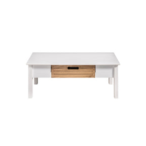Manhattan Comfort Mid-Century Modern-Rustic  Irving Coffee Table  in White and Natural Wood