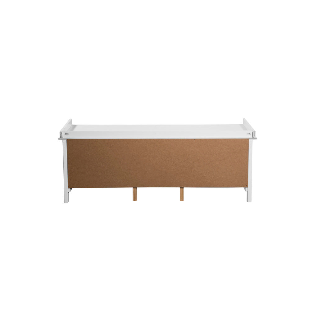 Manhattan Comfort Mid-Century Modern-Rustic  3-Drawer Irving Storage Bench Entryway 1.0 in White and Natural Wood