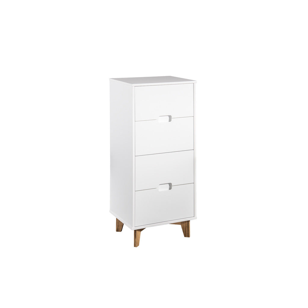 Manhattan Comfort Modern 4-Drawer Glenmore 41.14" Tall Dresser in White and Natural WoodManhattan Comfort-Dresser - - 1