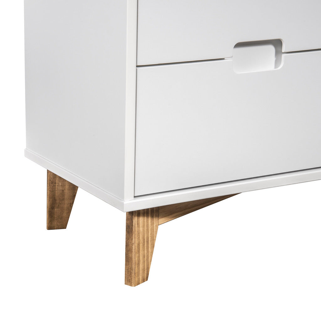 Manhattan Comfort Modern 4-Drawer Glenmore 41.14" Tall Dresser in White and Natural Wood