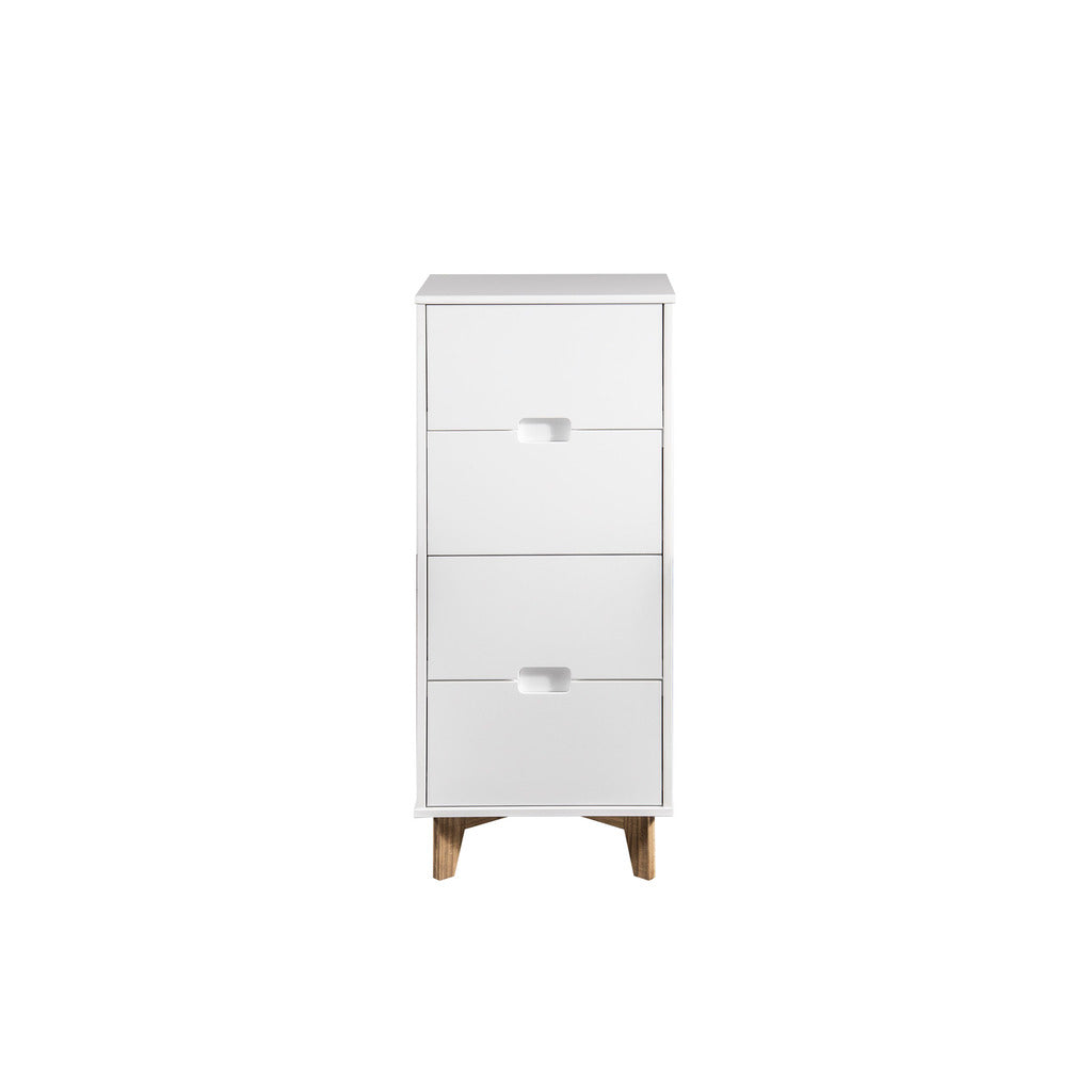 Manhattan Comfort Modern 4-Drawer Glenmore 41.14" Tall Dresser in White and Natural Wood