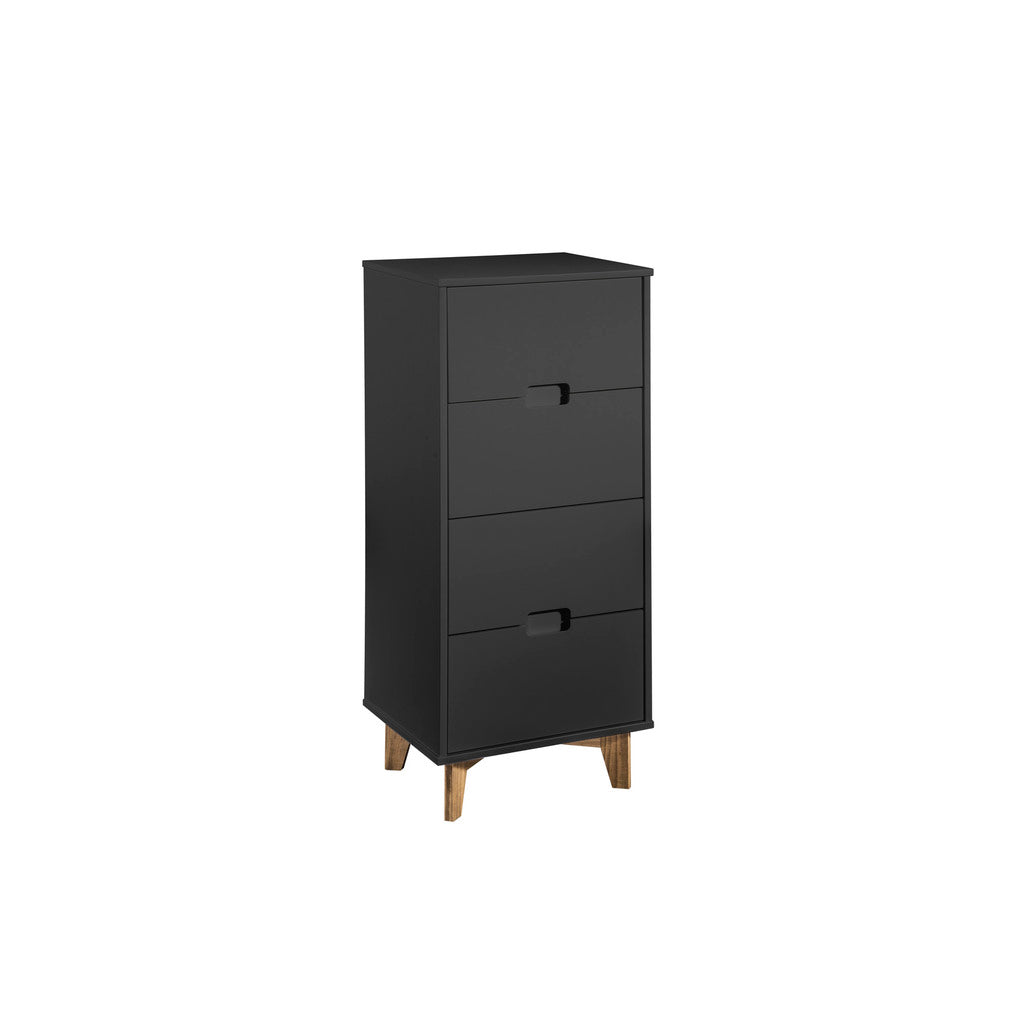 Manhattan Comfort Modern 4-Drawer Glenmore 41.14" Tall Dresser in Dark Grey and Natural WoodManhattan Comfort-Dresser - - 1