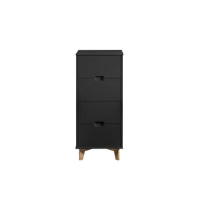 Manhattan Comfort Modern 4-Drawer Glenmore 41.14" Tall Dresser in Dark Grey and Natural Wood