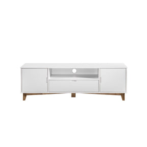 Manhattan Comfort Modern 1-Drawer Glenmore 62.99" Tv Stand in White and Natural Wood