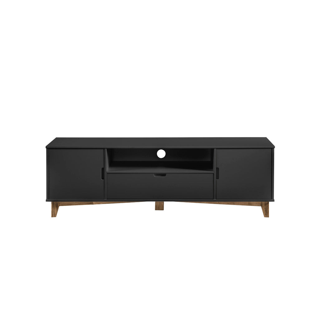 Manhattan Comfort Modern 1-Drawer Glenmore 62.99" TV Stand in Dark Grey and Natural Wood