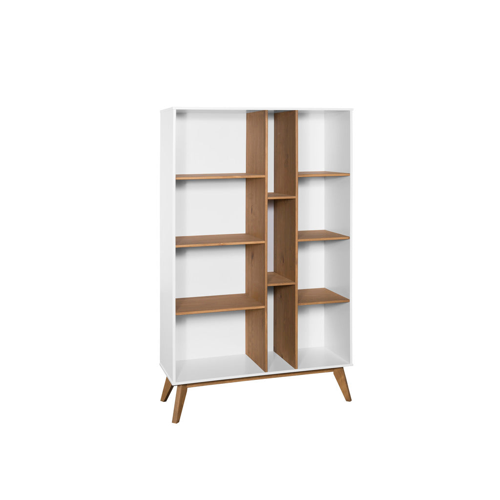 Manhattan Comfort Mid- Century Modern Vandalia Bookcase in White and Natural WoodManhattan Comfort-Bookcases- - 1