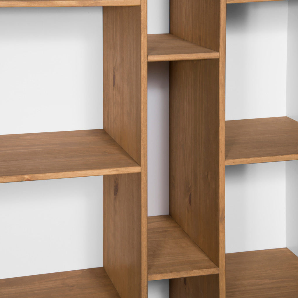 Manhattan Comfort Mid- Century Modern Vandalia Bookcase in White and Natural Wood