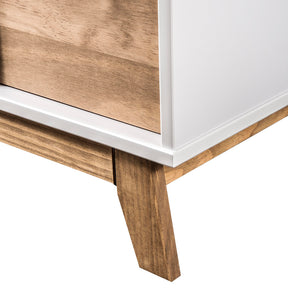 Manhattan Comfort Mid- Century Rustic Modern 5-Drawer Livonia 36.22" High Dresser  in White and Natural Wood