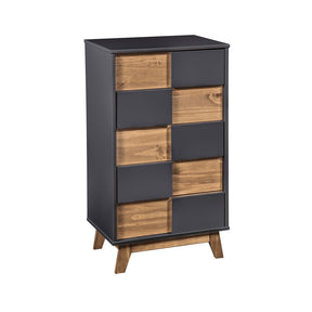 Manhattan Comfort Mid- Century Rustic Modern 5-Drawer Livonia 36.22" High Dresser in Dark Grey and Natural WoodManhattan Comfort-Dresser - - 1