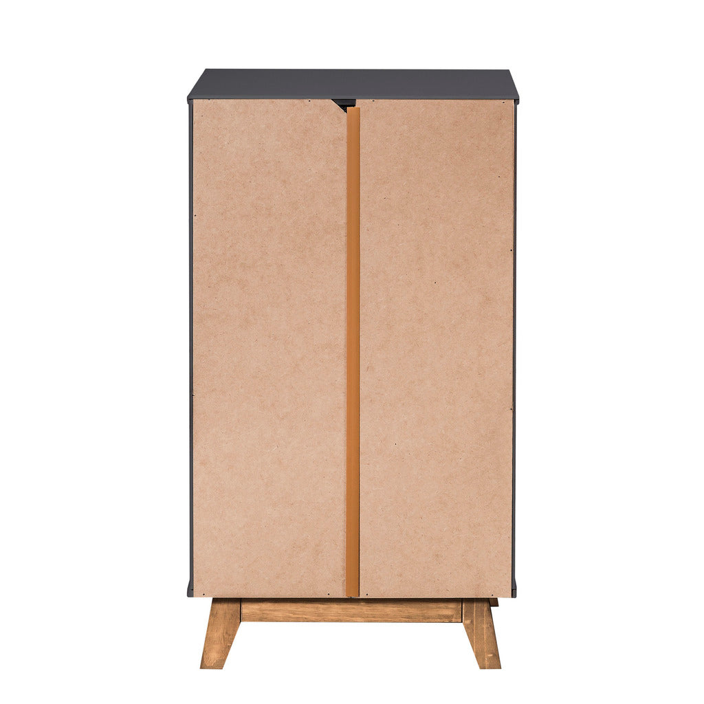 Manhattan Comfort Mid- Century Rustic Modern 5-Drawer Livonia 36.22" High Dresser in Dark Grey and Natural Wood