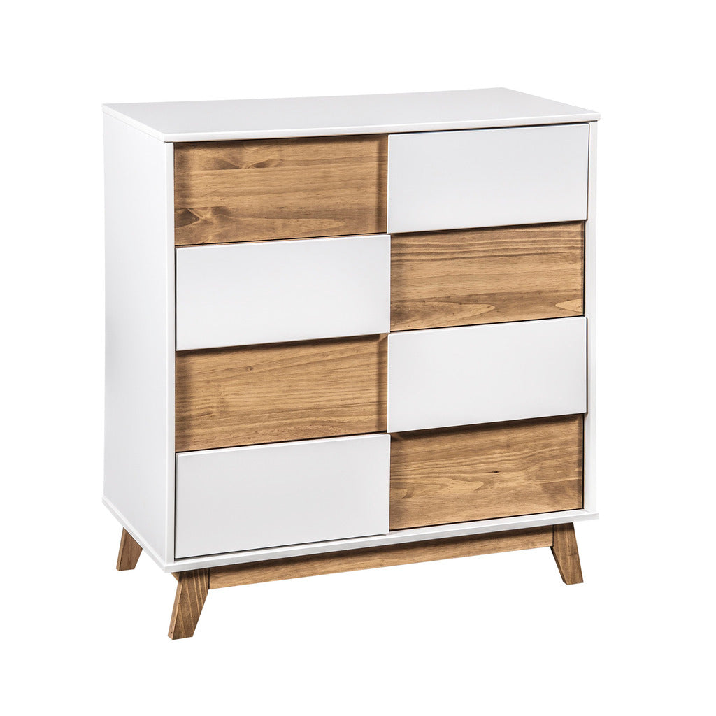 Manhattan Comfort Mid- Century Rustic Modern 4-Drawer Livonia 31.49" Wide Dresser 2.0  in White and Natural WoodManhattan Comfort-Dresser - - 1