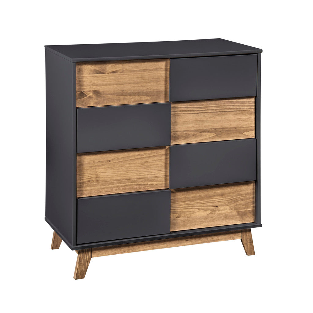 Manhattan Comfort Mid- Century Rustic Modern Livonia 4-Drawer 31.49" Wide Dresser 2.0  in Dark Grey and Natural WoodManhattan Comfort-Dresser - - 1
