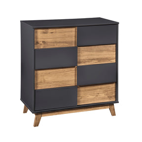 Manhattan Comfort Mid- Century Rustic Modern Livonia 4-Drawer 31.49" Wide Dresser 2.0  in Dark Grey and Natural WoodManhattan Comfort-Dresser - - 1