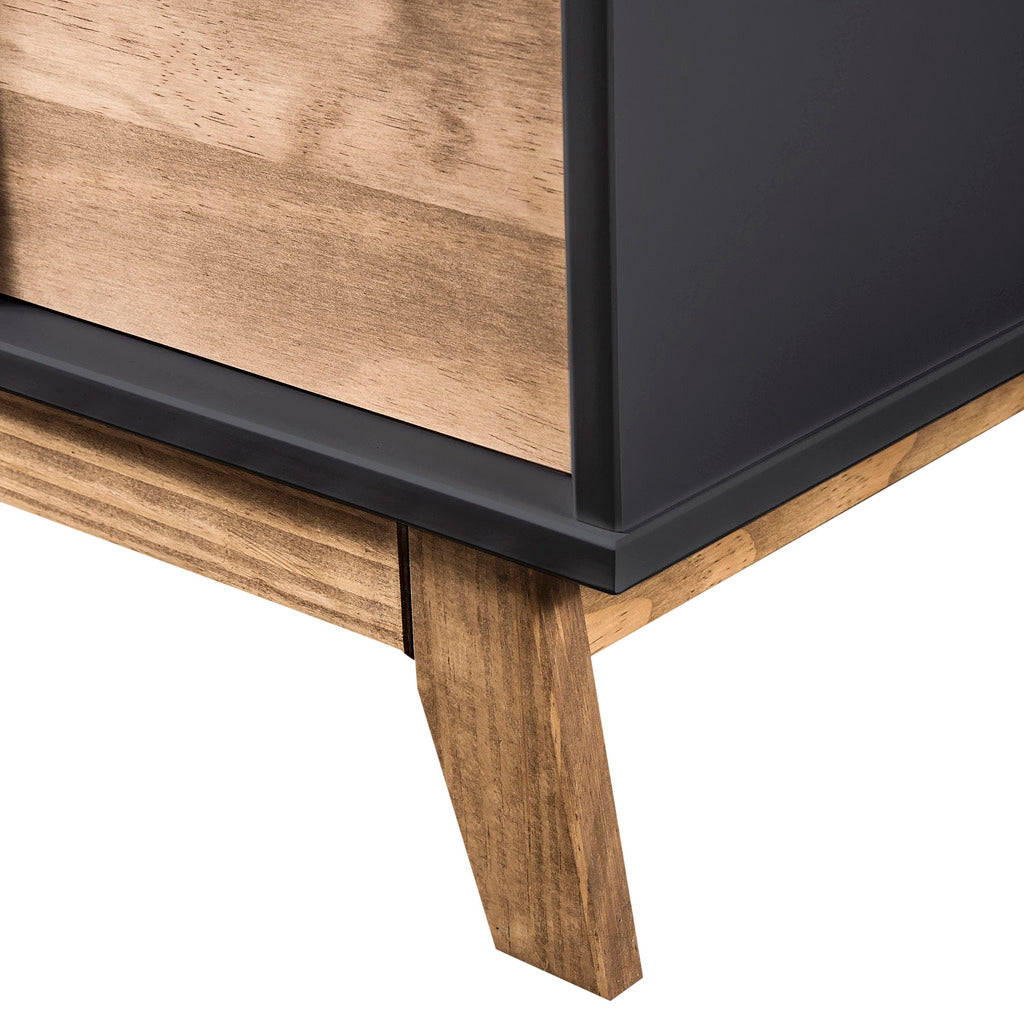 Manhattan Comfort Mid- Century Rustic Modern Livonia 4-Drawer 31.49" Wide Dresser 2.0  in Dark Grey and Natural Wood