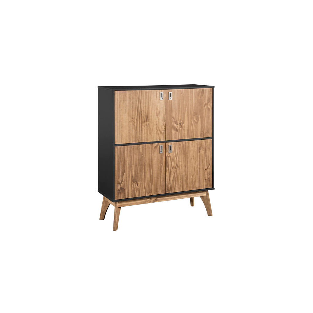 Manhattan Comfort Rustic Mid-Century Modern Jackie 49.4" High Dresser Cabinet in Dark Grey and Natural WoodManhattan Comfort-Dresser- - 1