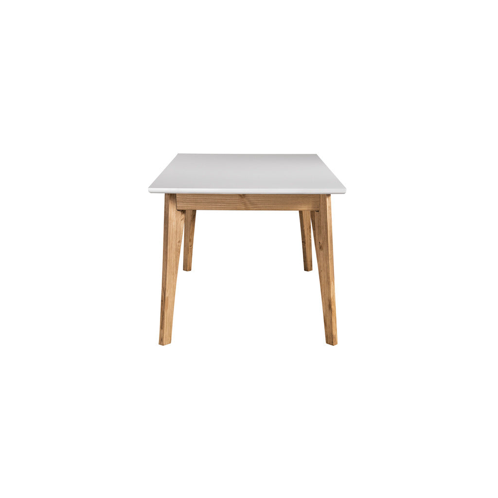 Manhattan Comfort Rustic Mid-Century Modern Jackie 6-Seating Dining Table  in White and Natural Wood