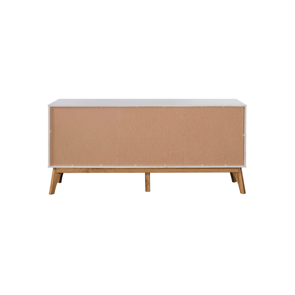 Manhattan Comfort Rustic Mid-Century Modern 3-Drawer Jackie 66.92" Sideboard in White and Natural Wood