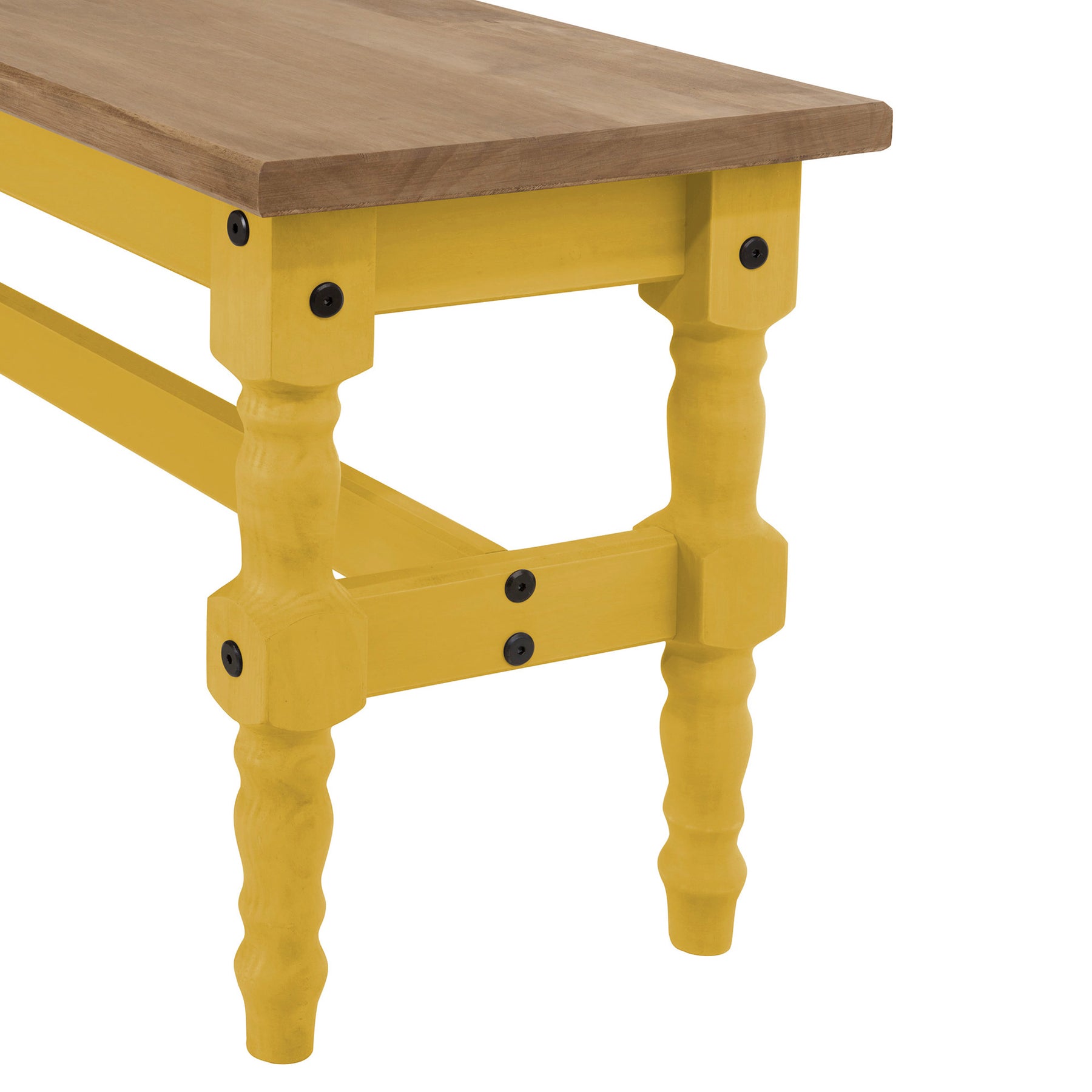 Manhattan Comfort Jay 5-Piece Solid Wood Dining Set with 2 Benches, 2 Chairs, and 1 Table in Yellow Wash-Minimal & Modern