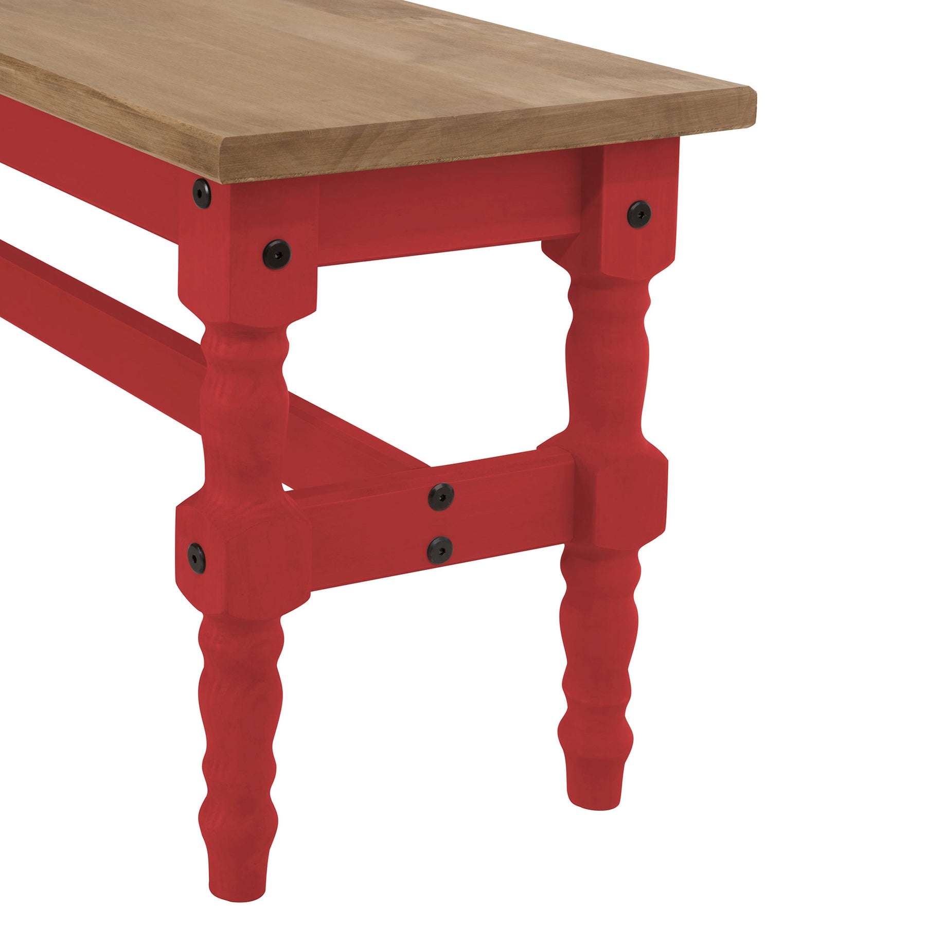 Manhattan Comfort Jay 5-Piece Solid Wood Dining Set with 2 Benches, 2 Chairs, and 1 Table in Red Wash-Minimal & Modern