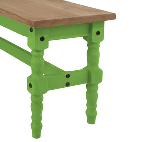 Manhattan Comfort Jay 5-Piece Solid Wood Dining Set with 2 Benches, 2 Chairs, and 1 Table in Green Wash-Minimal & Modern
